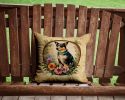 Lancashire Heeler and Flowers Throw Pillow Machine Washable, Indoor Outdoor Decorative Pillow for Couch, Bed or Patio, 14Hx14W