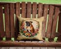 Boxer and Flowers Throw Pillow Machine Washable, Indoor Outdoor Decorative Pillow for Couch, Bed or Patio, 14Hx14W