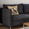 Miniature Pinscher and Flowers Throw Pillow Machine Washable, Indoor Outdoor Decorative Pillow for Couch, Bed or Patio, 14Hx14W