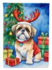 Shih Tzu Christmas Reindeer Garden Flag Mailbox Flag Decorative Yard Flag Banner Outside Patio Artwork Yard Flower Beds, Garden Size, Multicolor