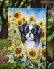 Japanese Chin in Sunflowers Garden Flag Mailbox Flag Decorative Yard Flag Banner Outside Patio Artwork Yard Flower Beds, Garden Size, Multicolor