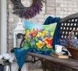 Freesias in Watercolor Throw Pillow Machine Washable, Indoor Outdoor Decorative Pillow for Couch, Bed or Patio, 18Hx18W