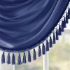 Faux Silk Waterfall Embellished Valance Navy 38x46"