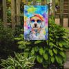 Bichon Frise Hippie Dawg Garden Flag Mailbox Flag Decorative Yard Flag Banner Outside Patio Artwork Yard Flower Beds, Garden Size, Multicolor
