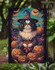 Japanese Chin Witchy Halloween Garden Flag Mailbox Flag Decorative Yard Flag Banner Outside Patio Artwork Yard Flower Beds, Garden Size, Multicolor