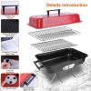 Portable Barbecue Smoker Charcoal Grill Outdoor Tabletop Grill Small Folding with Lid for Backyard Camping Picnics Beach