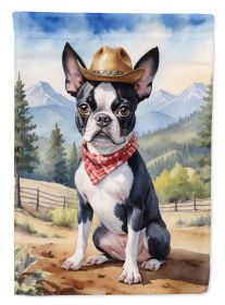 Boston Terrier Cowboy Welcome Garden Flag Mailbox Flag Decorative Yard Flag Banner Outside Patio Artwork Yard Flower Beds, Garden Size, Multicolor