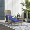 Outsunny Patio Wicker Adirondack Chair with Ottoman, Outdoor Fire Pit Chair with Cushions, High-Back, Large Seat & Armrests for Deck