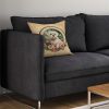 Maltese and Flowers Throw Pillow Machine Washable, Indoor Outdoor Decorative Pillow for Couch, Bed or Patio, 14Hx14W