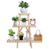 Wooden Plant Stand 3-Tier Potted Flower Shelf Multi-tier Flower Pot Rack Holder Triangle Ladder Plant Vase Display Rack 82lbs Max Load for Indoor Pati