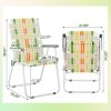 Set of 2 Webbed Folding Beach Chairs, Outdoor Patio Lawn Foldable Chairs for Camping Fishing Yard Poolside BBQ, Yellow & Green