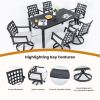 Modern Classic Outdoor Patio Cast Aluminum 2PCs Dining Swivel Rockers with Textured Ember Black Finish,Rocking-Rotating Motion,Lattice Design