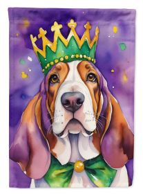 Basset Hound King of Mardi Gras Garden Flag Mailbox Flag Decorative Yard Flag Banner Outside Patio Artwork Yard Flower Beds, Garden Size, Multicolor