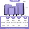 luggage 4-piece ABS lightweight suitcase with rotating wheels, 24 inch and 28 inch with TSA lock, (16/20/24/28) LIGHT PURPLE