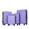 luggage 4-piece ABS lightweight suitcase with rotating wheels, 24 inch and 28 inch with TSA lock, (16/20/24/28) LIGHT PURPLE