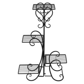 Square Potted Slot, Metal Plant Stand - Black (Color: Black)