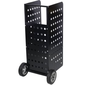 Firewood Cart Fireplace Log Rolling Cart Wood Rack Outdoor Rolling Cart (Color: Black)