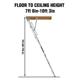 Household Aluminum Attic Ladder (Color: Grey)