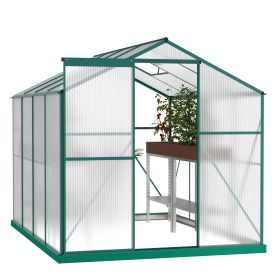 Polycarbonate Greenhouse,6'x 8' Heavy Duty Walk-in Plant Garden Greenhouse For Backyard-Outdoor (Color: Green)
