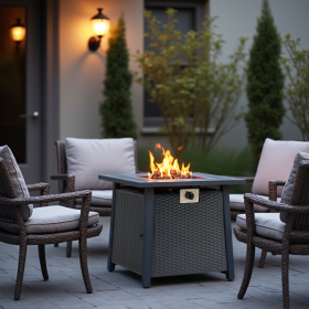 28-inch Fire Pit Table (Color: Black)