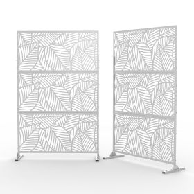 6.5 ft. H x 4 ft. W Patio Laser Cut Metal Privacy Screen;  24"*48"*3 panels (Color: White, Material: Galvanized steel)