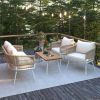 4-Piece Patio Furniture Set, Outdoor Furniture with Acacia Wood Table