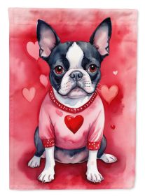 Boston Terrier My Valentine Garden Flag Mailbox Flag Decorative Yard Flag Banner Outside Patio Artwork Yard Flower Beds, Garden Size, Multicolor (Default: Default)