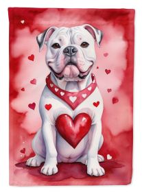 American Bulldog My Valentine Garden Flag Mailbox Flag Decorative Yard Flag Banner Outside Patio Artwork Yard Flower Beds, Garden Size, Multicolo (Default: Default)