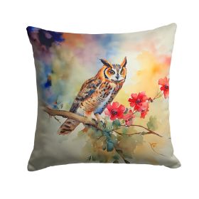 Long-Eared Owl Throw Pillow Machine Washable, Indoor Outdoor Decorative Pillow for Couch, Bed or Patio, 14Hx14W (Default: Default)