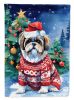 Shih Tzu Christmas Garden Flag Mailbox Flag Decorative Yard Flag Banner Outside Patio Artwork Yard Flower Beds, Garden Size, Multicolor