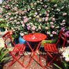 3 Piece Patio Bistro Set of Foldable Round Table and Chairs