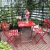 3 Piece Patio Bistro Set of Foldable Square Table and Chairs
