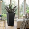 25" H Tall Mental Tapered Planter – Large Outdoor & Indoor Garden Plant Pot with Drainage Hole and Rubber Plug