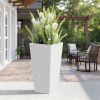 30" H Tall Mental Tapered Planter – Large Outdoor & Indoor Garden Plant Pot with Drainage Hole and Rubber Plug