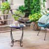 14 Inch Mosaic Round Side Table Plant Stand for Patio Lawn Garden