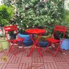 3 Piece Patio Bistro Set of Foldable Round Table and Chairs