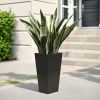 25" H Tall Mental Tapered Planter – Large Outdoor & Indoor Garden Plant Pot with Drainage Hole and Rubber Plug