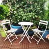 3 Piece Patio Bistro Set of Foldable Round Table and Chairs