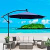 10 ft Outdoor Patio Umbrella Solar Powered LED Lighted Sun Shade Market Waterproof 8 Ribs Umbrella with Crank and Cross Base for Garden Deck Backyard